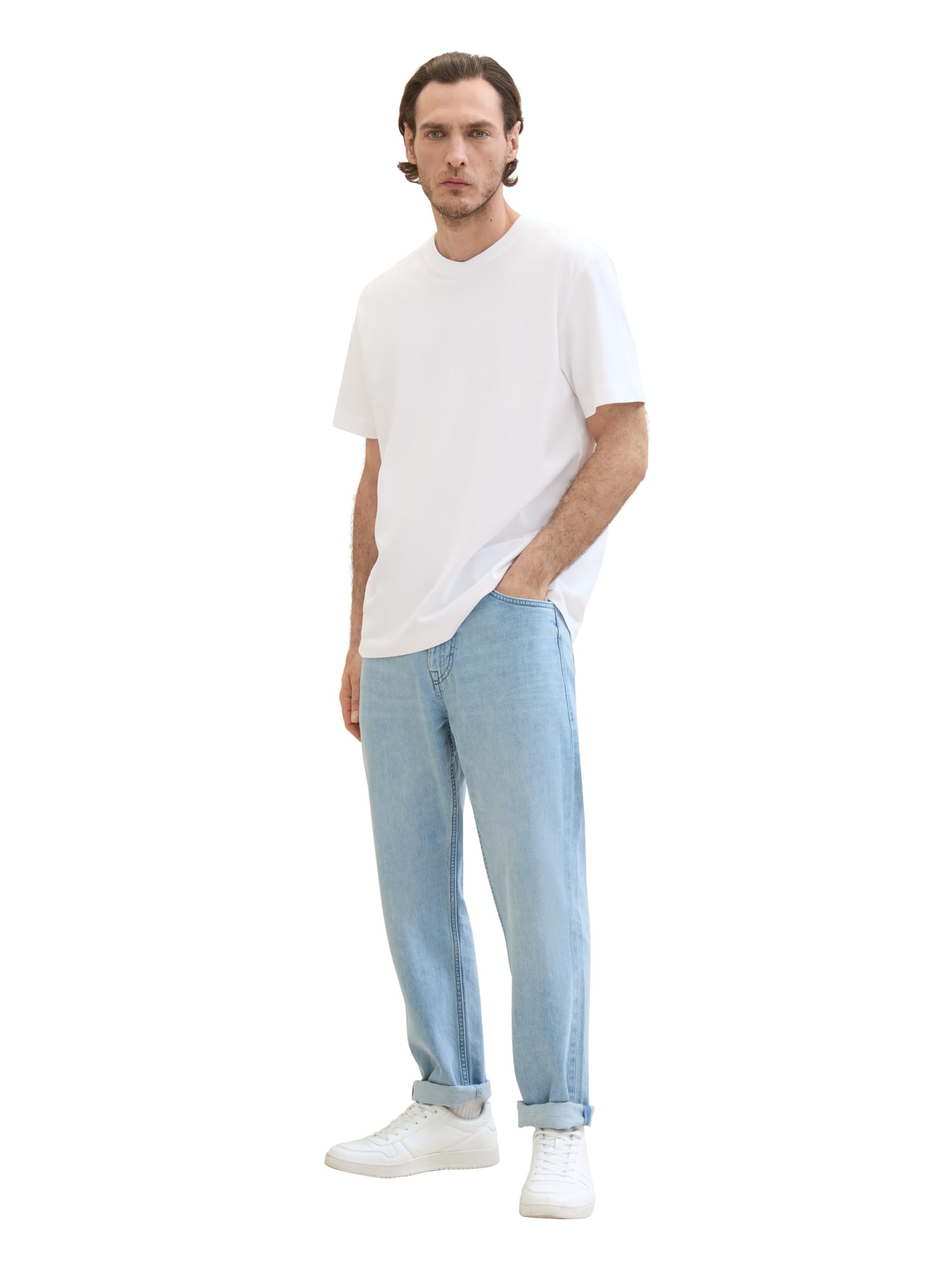 TOM TAILOR Herren Klassisches T-Shirt mit Piqué-Struktur, White, M – Ansicht 6