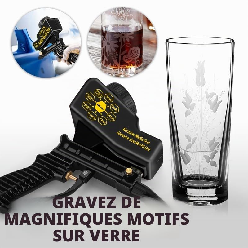 NANPU Kit de pistolet à sable léger avec alimentation par gravité, buse en céramique, corps en métal, pour la préparation de la surface de petits projets, l'élimination de la peinture et de la rouille