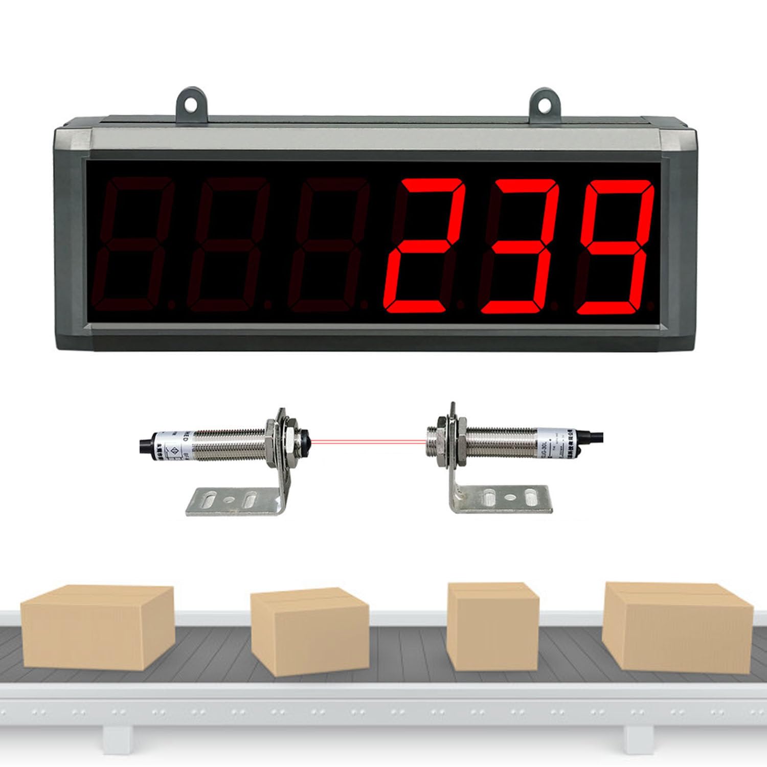 Contador Digital con Pantalla automática LED, Contador con Pantalla 9999/999999/999999, Contador con Pantalla LED con Sensor de Infrarrojos, Contador de conteo Industrial (6)
