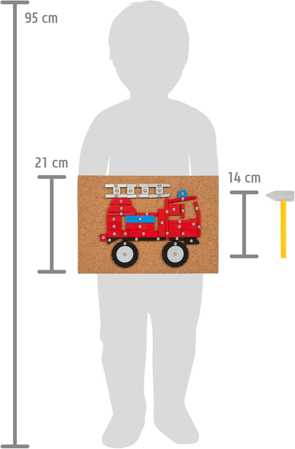 Small Foot 12360 Wooden Vehicles with Cork Board and Hammer for Children from 3 Years, 12360 Toy, Multi-Colour