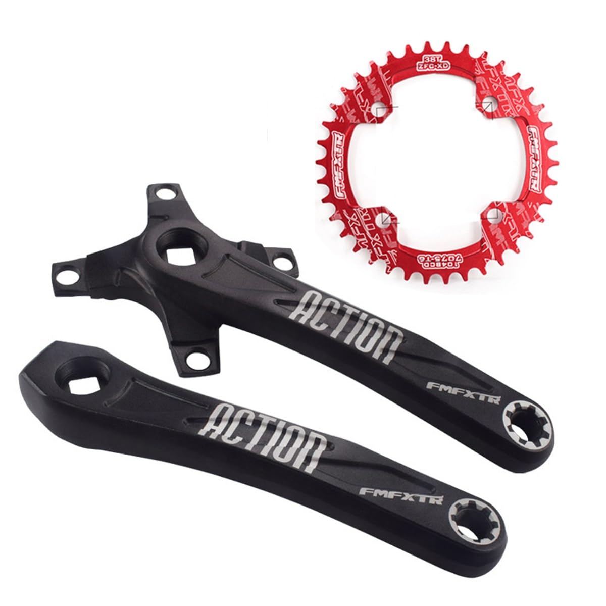 Lhhl Red 170Mm Bicycle Crankset 170/172.5/175Mm Aluminum Alloy Mtb Crankset 104Bcd 34T 36T 38T 40 42T Mountain Bike Crankset Round Narrow Wide Chainring (Color : Size : 34T)