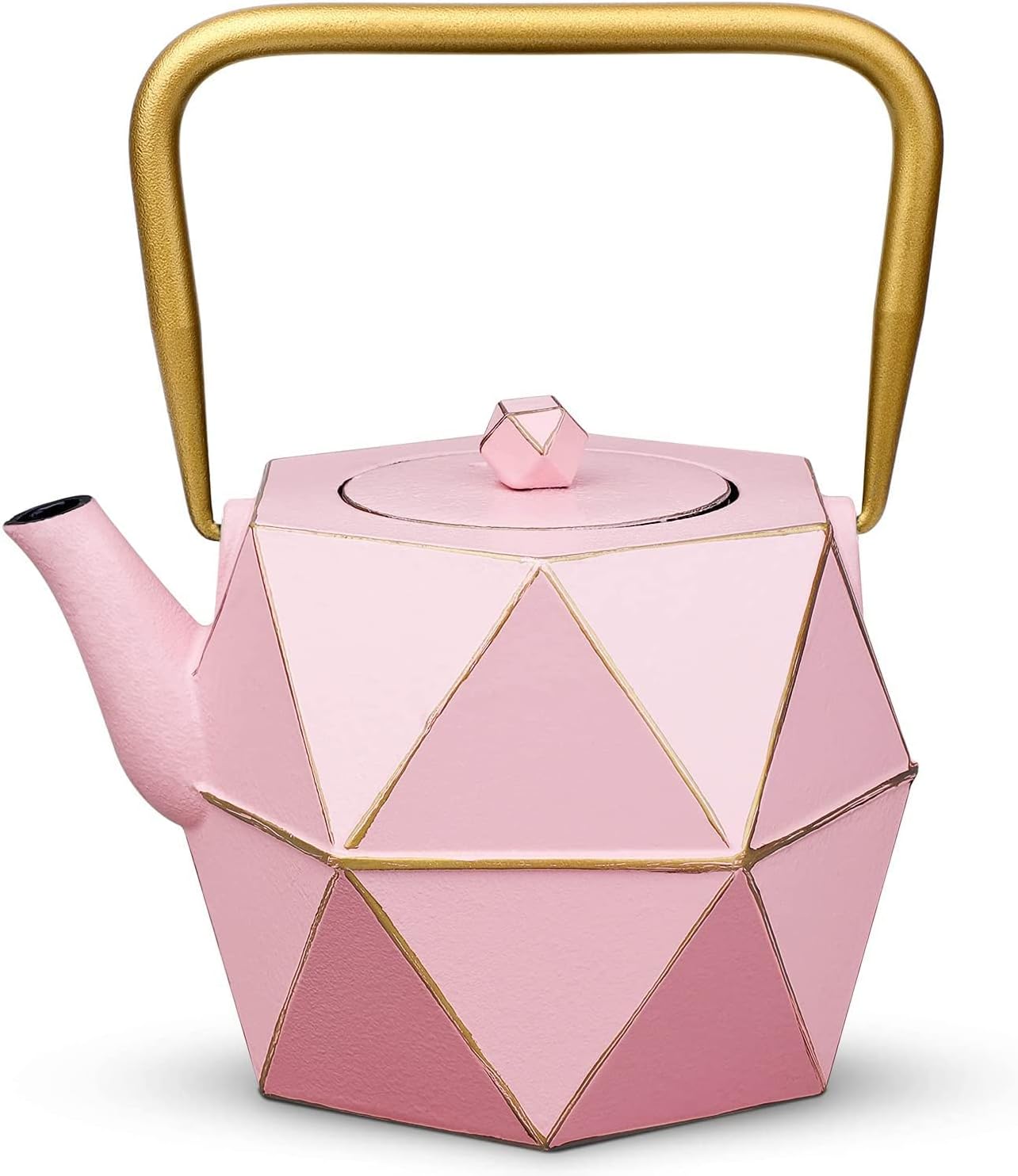 Toptier Cast Iron Teapot, Stovetop Safe Japanese Cast Iron Tea Kettle, Diamond Design Tea Pot