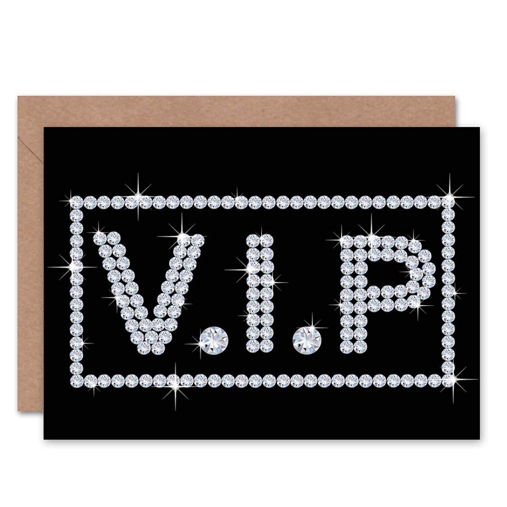 Wee Blue Coo VIP DIAMONDS BLING SIGN PHOTO BIRTHDAY BLANK GREETINGS CARD