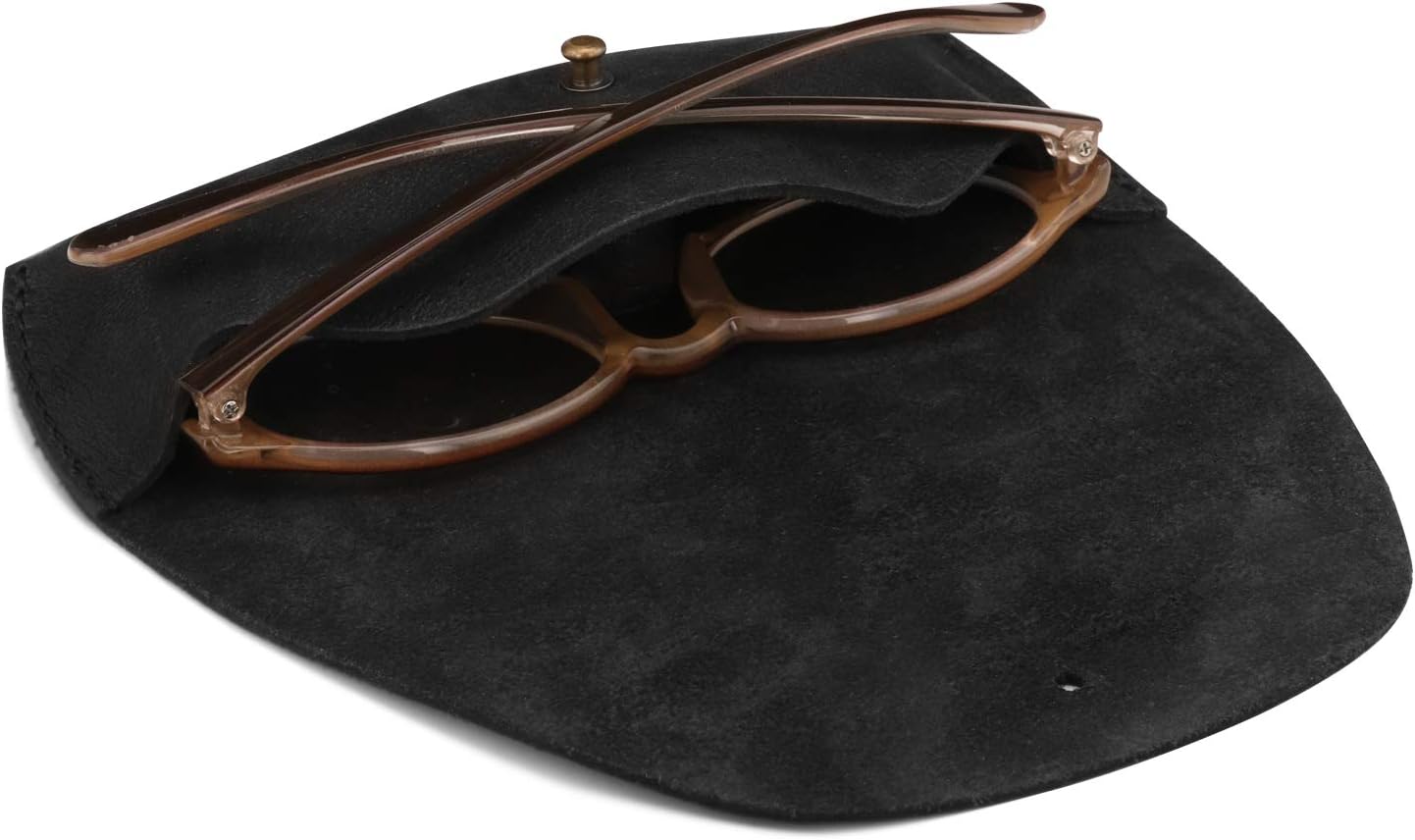 Londo Genuine Leather Eyeglasses & Sunglasses Case – Premium Leather Protective Case with Button Closure, Stylish & Durable Storage for Glasses