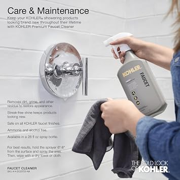 KOHLER 22178-G-CP Purist 30 Four-Function Handshower Kit, Handheld Showerhead Set with 60 Hose, Slidebar and Slidebar Trim, 1.75 GPM, Polished Chrome