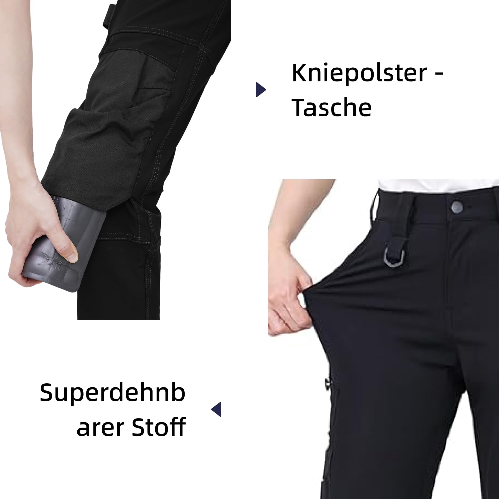 WORK IDEA Damen Slim-Fit Stretch Arbeitshose: Kritische Stoffbereiche aus Cordura – strapazierfähige Eleganz für vielfältige Arbeitsanforderungen.