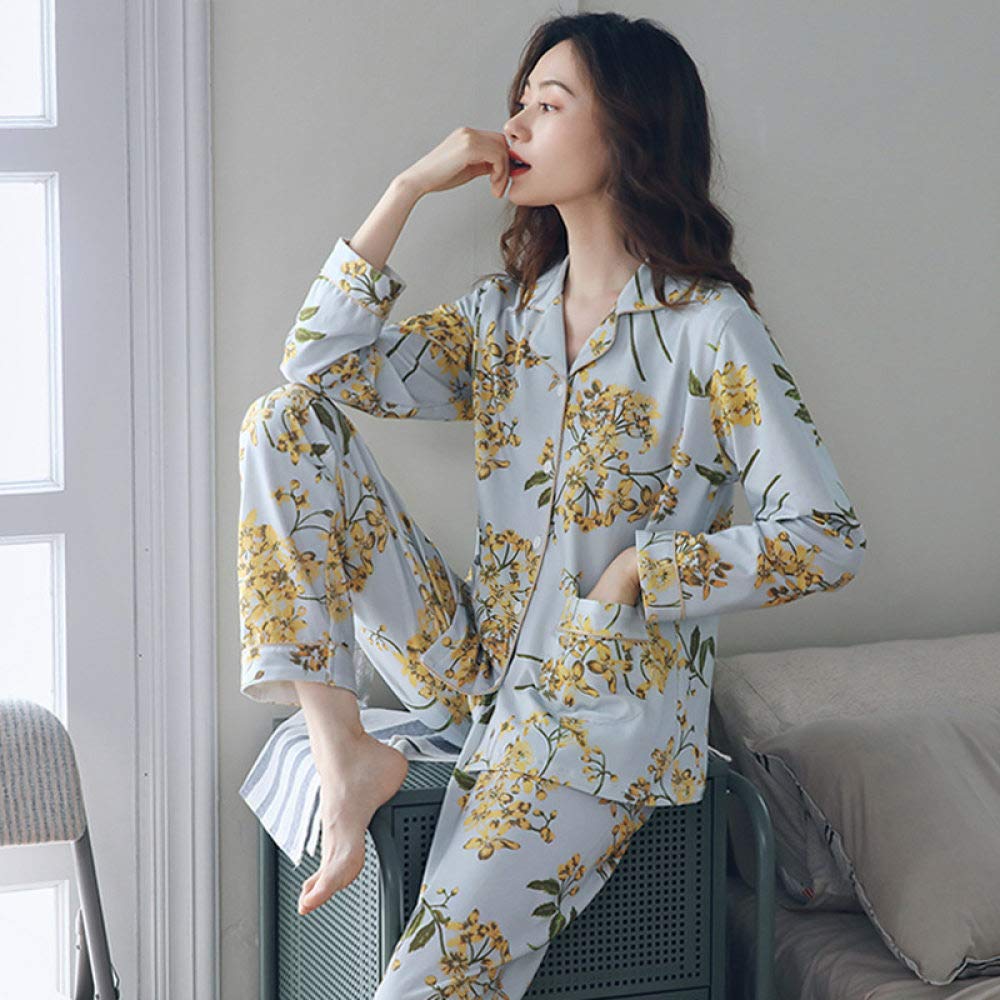 Conjunto De Pijamas De Mujer,Conjunto De Pijama Suave De 2 Piezas Ropa De Dormir De Algodón Con Estampado Floral Clásico Ropa De Dormir De Manga Larga Con Botones Primavera & Loungewear De Otoño P