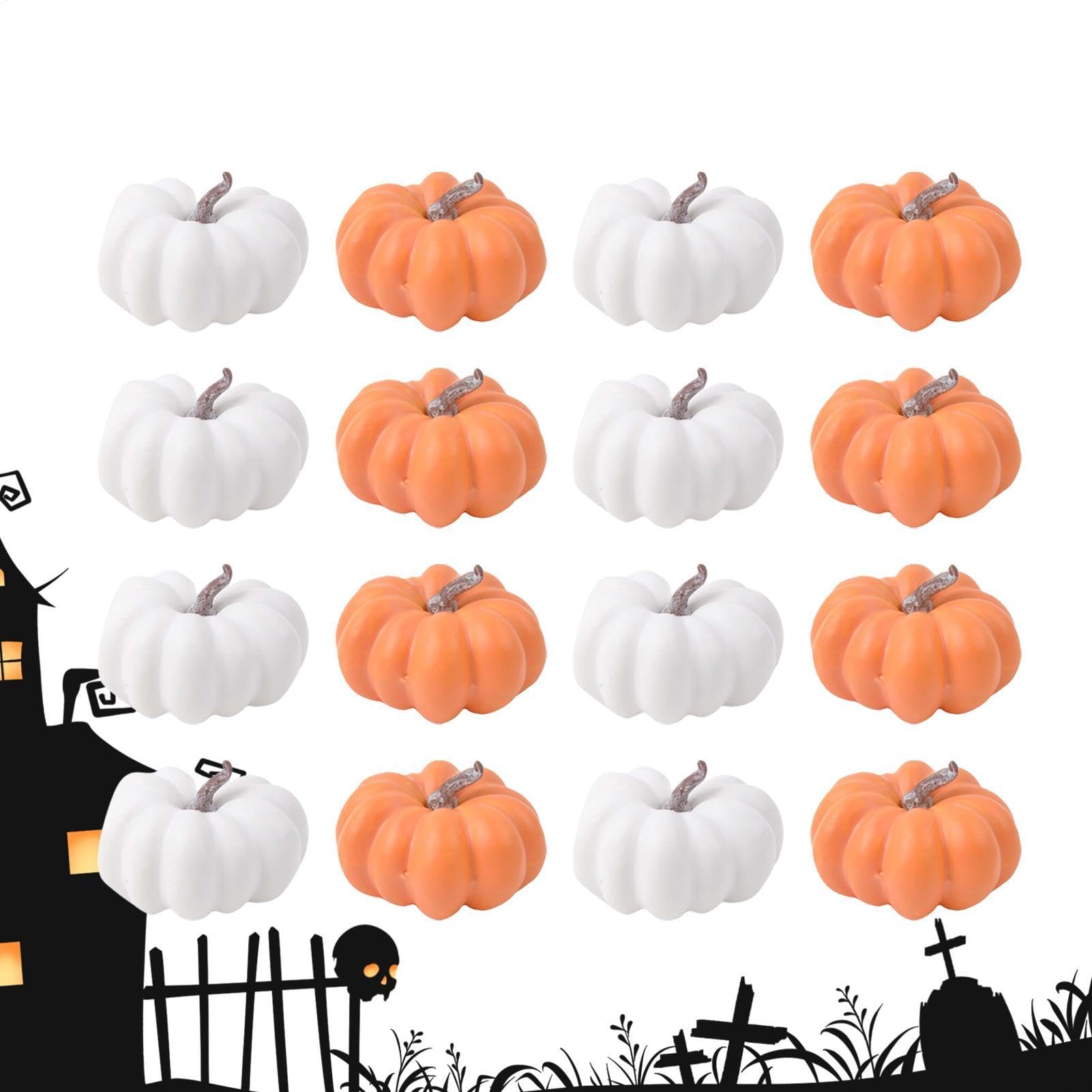 Conjunto decoración calabazas otoño con 16 piezas mini de aspecto realista