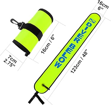 Surface Marker Buoy, Scuba Diving Surface Marker Signal Tube with Reflective Strip and Plastic Clip