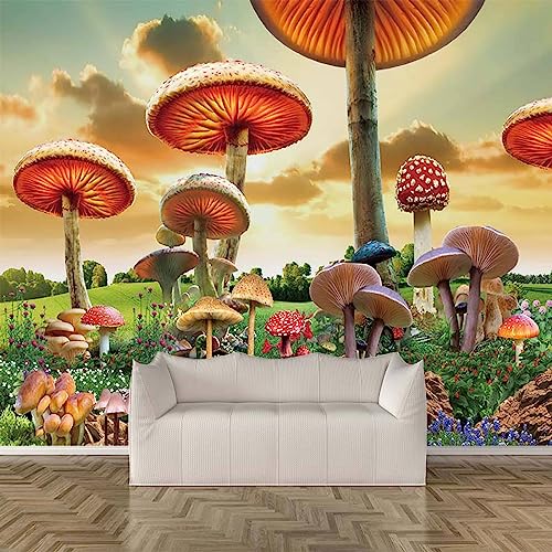 Fondo De Pantalla Personalizado Mural Fantasía Cuento De Hadas Mundo Hongo Gigante Para La Decoración Del Hogar De La Habitación De Los Niños 150Cm(W)×105Cm(H)