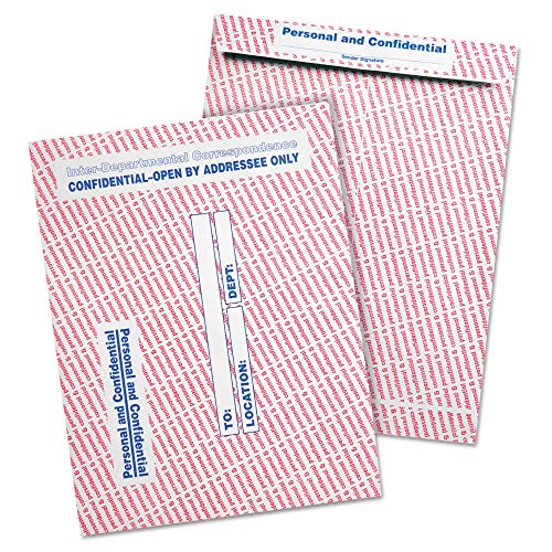 Quality Park Gray/Red Paper Gummed Flap Confidential Interoffice Envelope, 10 x 13, 100/Box