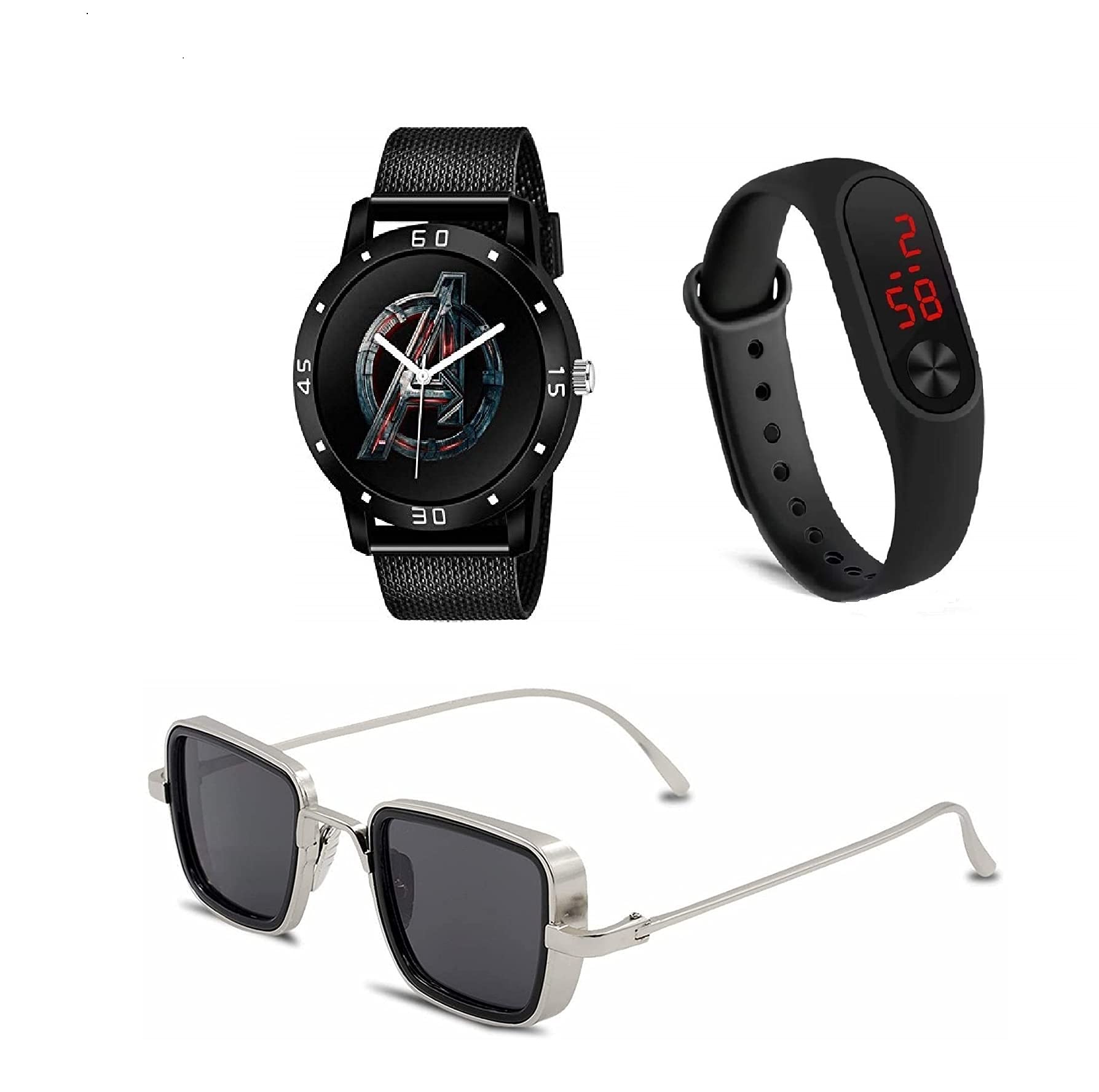 BID Full Black Stainless Steel Case with Analog Watch Combo Pack 3 (B09GG3V2XC) Amazon Price History, Amazon Price Tracker