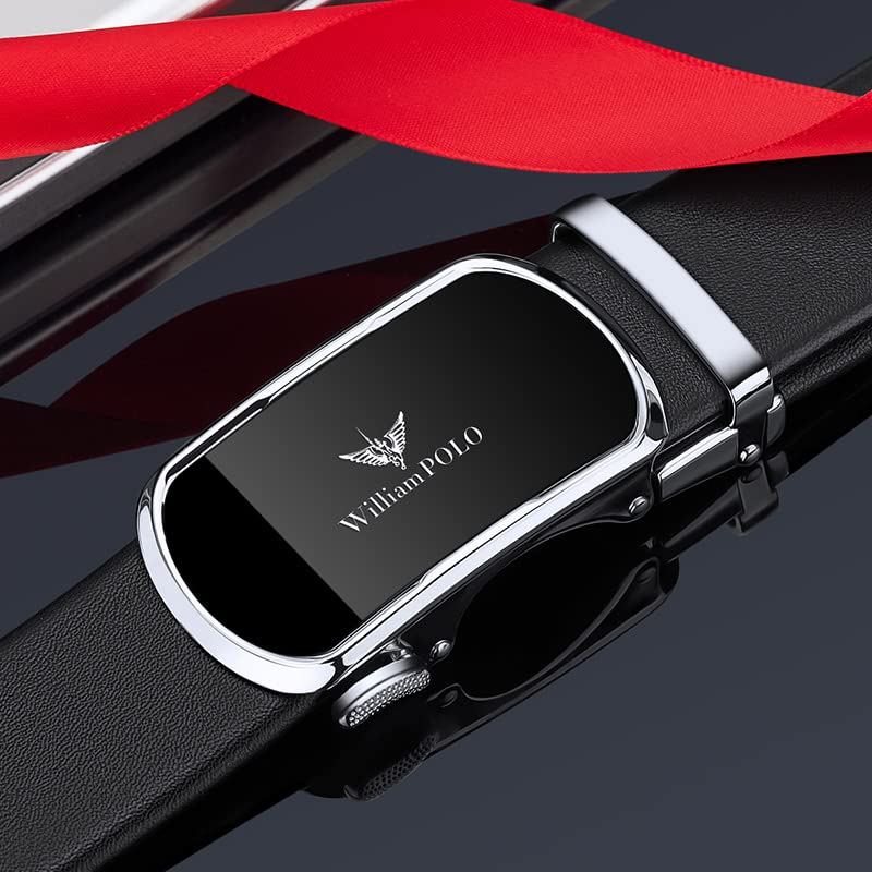 VANNANBA Leather ratchet Belts for Men，Mens Belt Automatic Sliding Buckle with Gift Box3