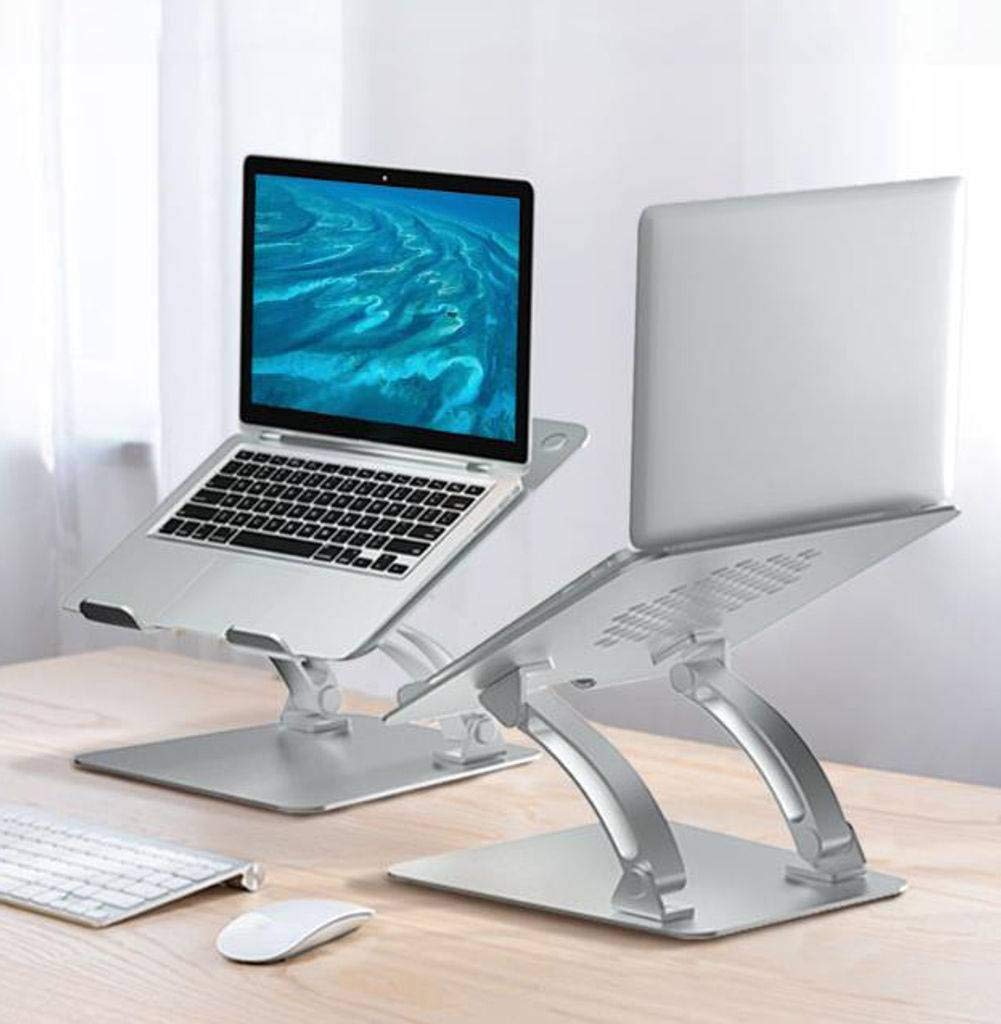 Supporto per Laptop, ergonomico Pieghevole Multi-Angolo Regolabile con Ventola di Calore Supporto per Laptop in Alluminio Supporto per Computer Adatto per Ufficio Scuola casa-Grigi