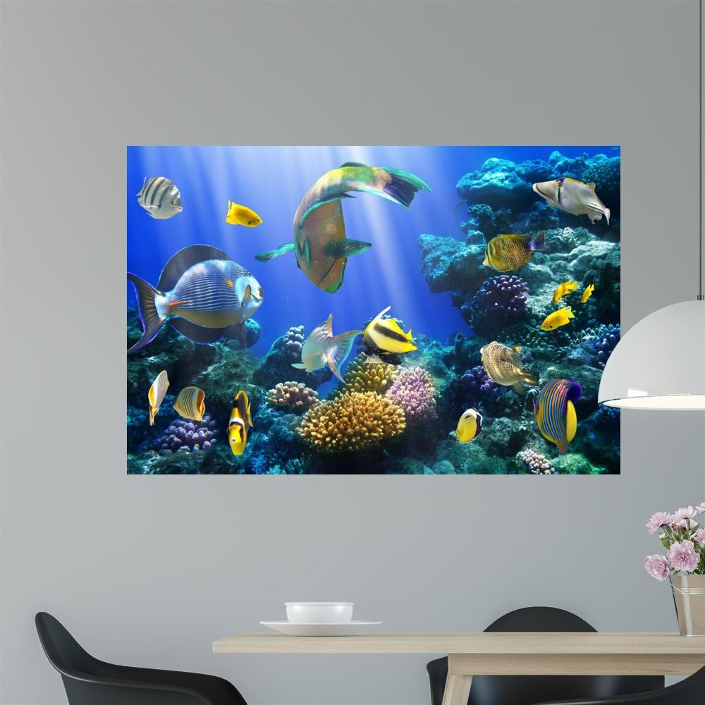 Wallmonkeys FOT-34734919-48 WM15223 Colony and Coral Fish Peel and Stick Wall Decals, 48" W x 32" H-Extra Large