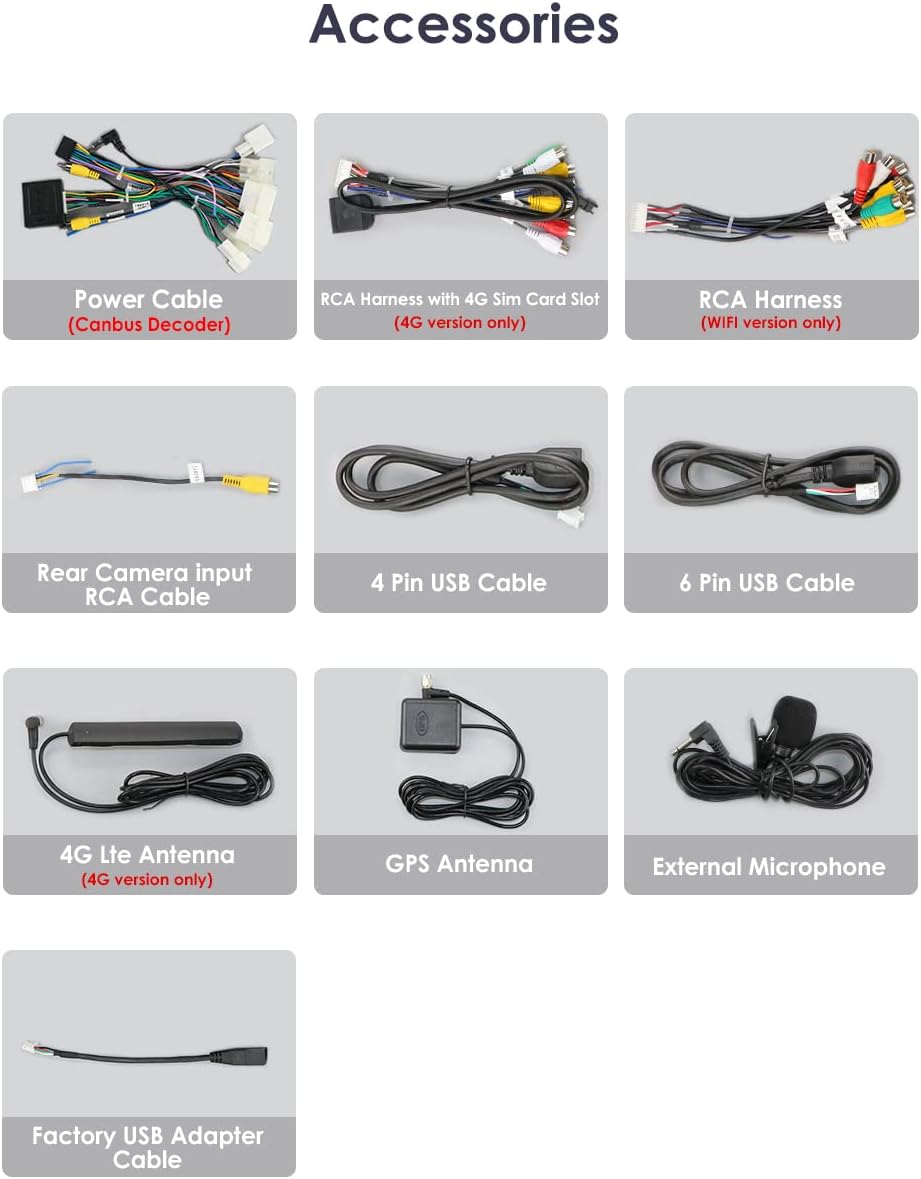 Included accessories for hizpo car stereo