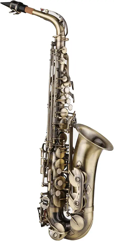 Saxofone Alto, Saxofone Antigo Em Bronze e Bemol Com Boquilha para Estudantes Iniciantes