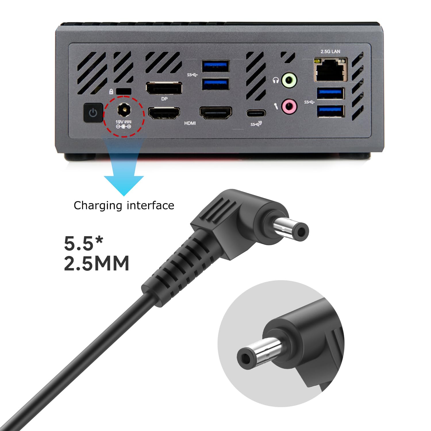 TAIFU 19V 6.32A Ladegerät für Intel NUC 10 11 12 14 Pro Kit Mini PC LG