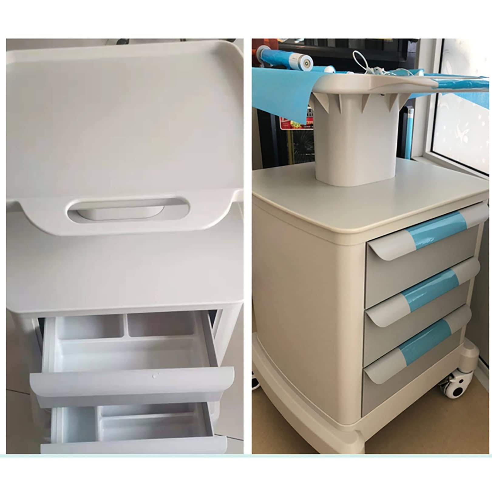 Mobilny wózek do przechowywania z 3 szufladami i 4 kółkami do szpitala, kliniki, salonu, biura i sypialni