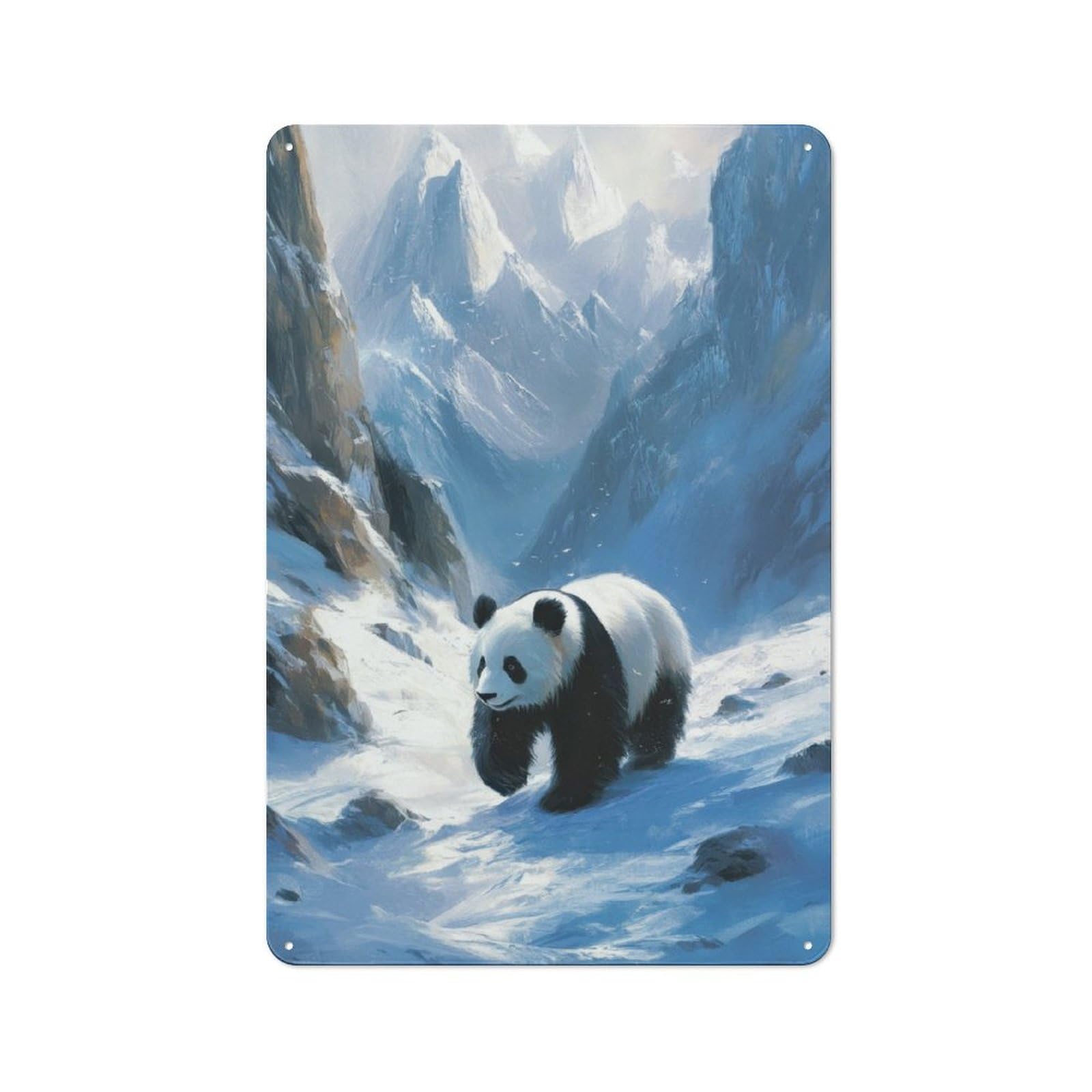 Junmoney Frost Paths Of Bamboo Panda Vintage Tin Sign 30X20cm With For Studio Or Craft Room, For Garage, Workshop And Man Cave Decoration