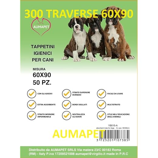 300 TAPPETINI ASSORBENTI PER CANI 60X90 TRAVERSE CANE TAPPETINI IGIENICI OFFERTA AUMAPET