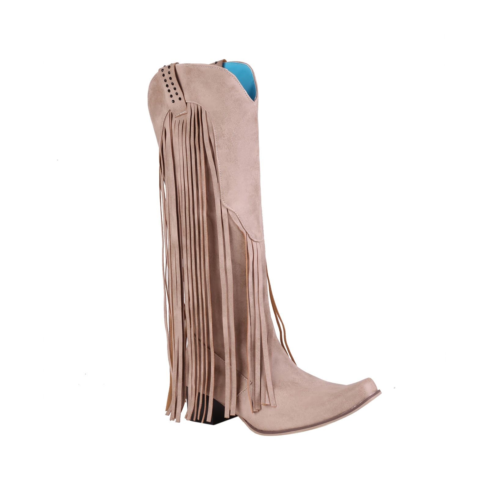Generisch Botas de invierno para mujer, tallas grandes, con tacón con flecos, versátiles, para uso diario, casual
