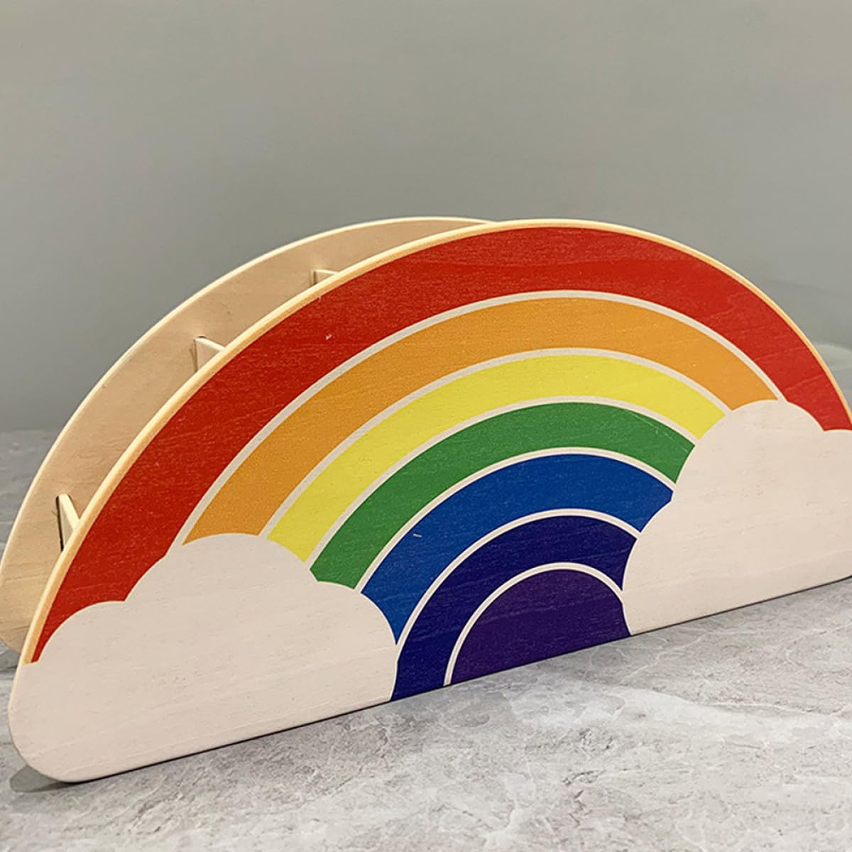 Portalápices Forma de Arcoíris para Escritorio Organizador Multifuncional de Madera para Almacenar Bolígrafos y Maquillaje en Lugar de Trabajo o Escritorio