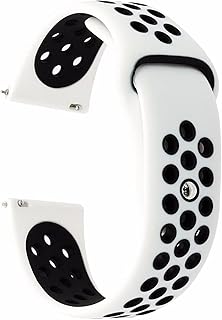 سوار من السيليكون مقاس 20 ملم للساعة الرياضية اميزفيت GTS-GTS2-GTS2 ميني- GTS3 باللونين الأبيض والأسود