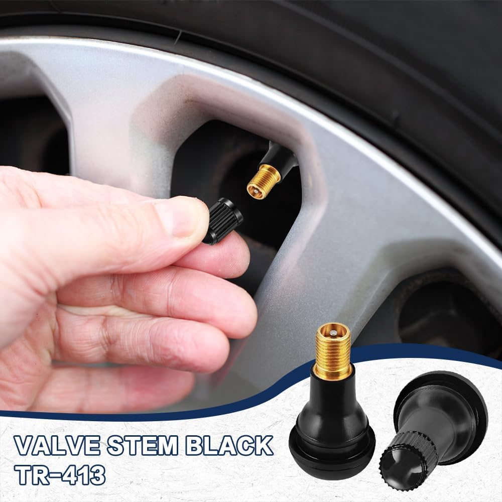 8PCS TR412 Tubeless Tire Valve Stems, Automotive Tire Valves, Rubber Snap-in Automotive Valve Stems, Car Accessories Tubeless Valves for 0.453 inch Rim Holes on Standard Vehicle Tires
