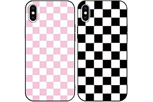 2 Pack Checkered iPhone X Case - Retro Vibrant Grid Checkerboard
