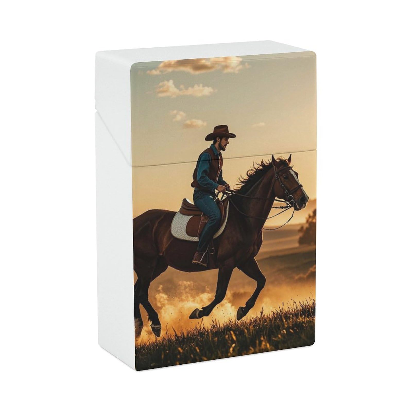 Amazon.com: Cowboys Riding Horses Cigarette Case Normal Size Cigarette  Holder Case Skul Style Box 20 Capacity Women and Men Perfect for Roll Your  Own Cigs : Health & Household