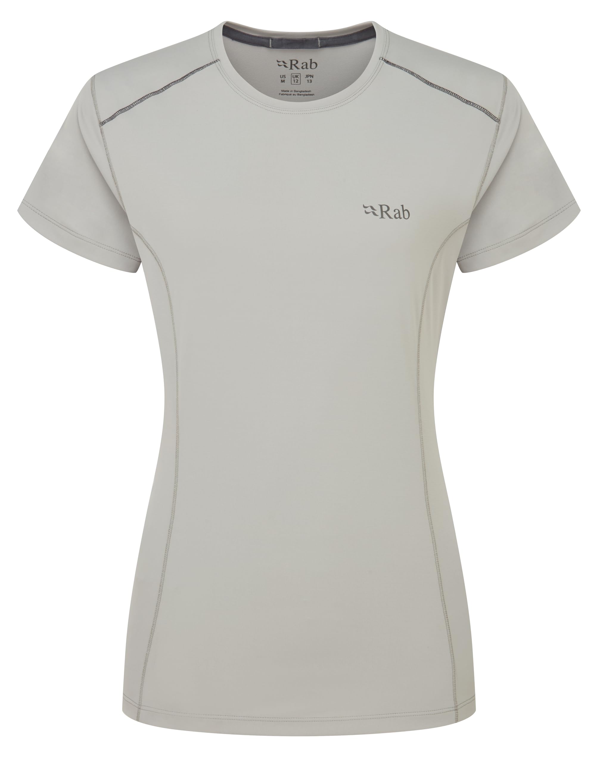 Rab Women's Dark Pewter Force Tee - Lightweight T-Shirt For Trekking, Climbing, & Trail Running - 08