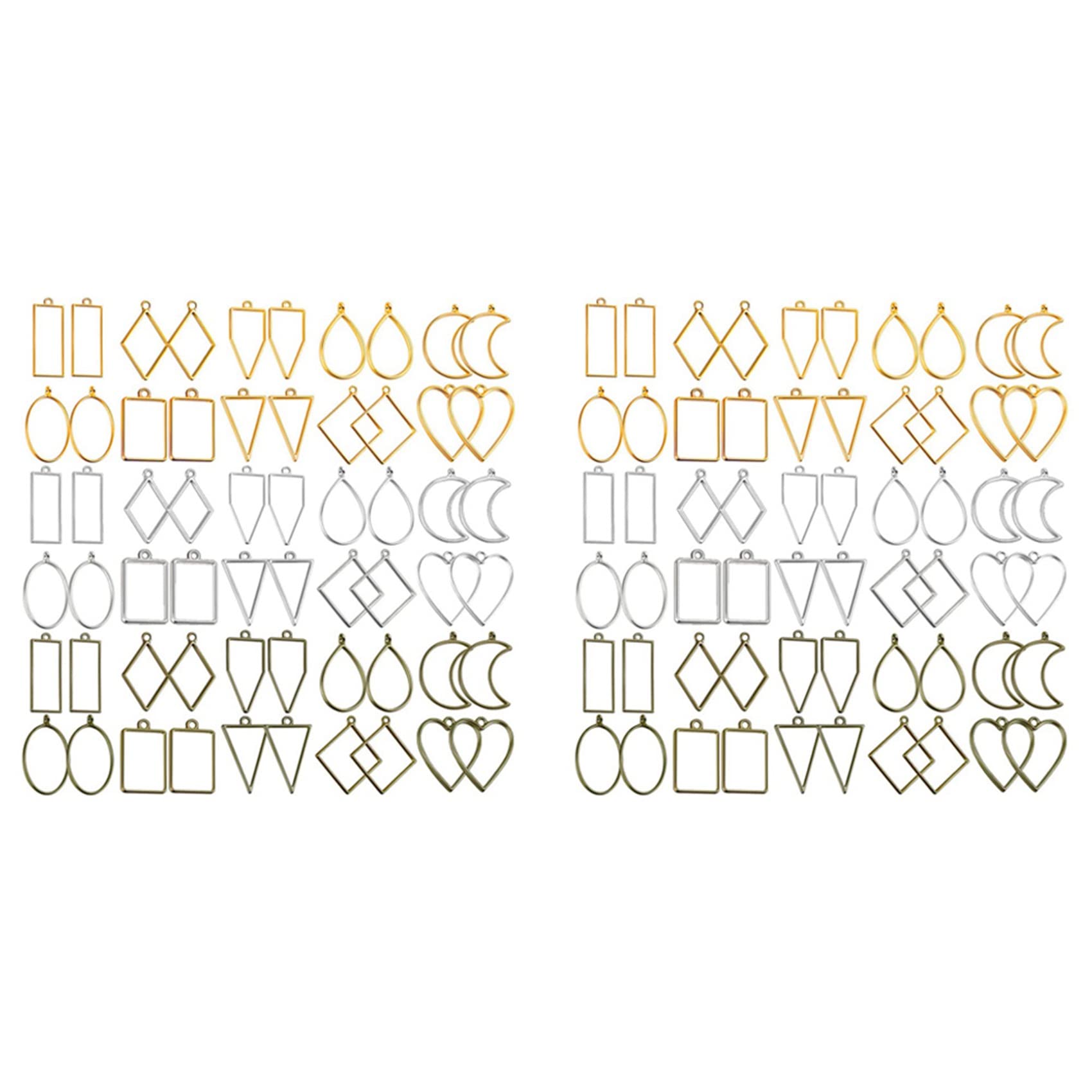 Hndhbfgrt Open Bezels for Resin, 120Pcs Hollow Frame Pendants Resin Craft Bezels Jewelry Molds for Resin Casting, Necklaces Making