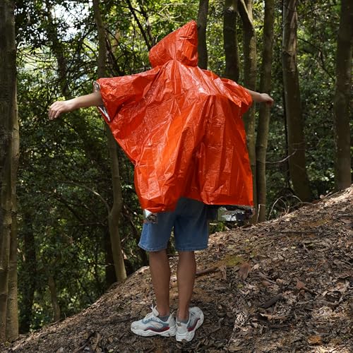 Image of 6 Pcs Emergency Rain Poncho,3 Pcs 3in1 Emergency Survival Bracelet,Emergency Insulation Blanket,Survival Camping Blanket,Suitable for Marathons, Outdoor Travel, Hiking,Or First Aid