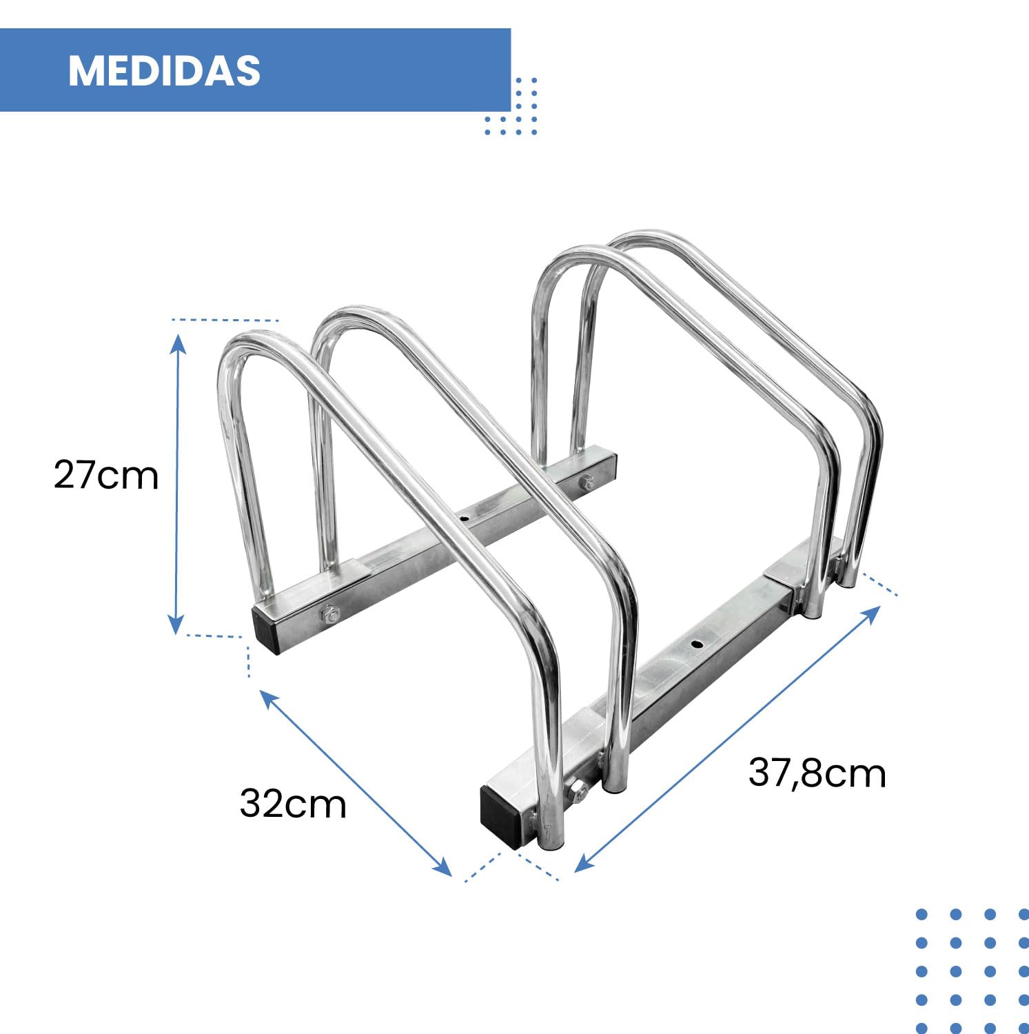 ADO - Rack – Aparcamiento para estacionar 2 Bicicletas en Suelo o Pared | Soporte para aparcar la bicicleta en acero galvanizado (4- Bicicletas)