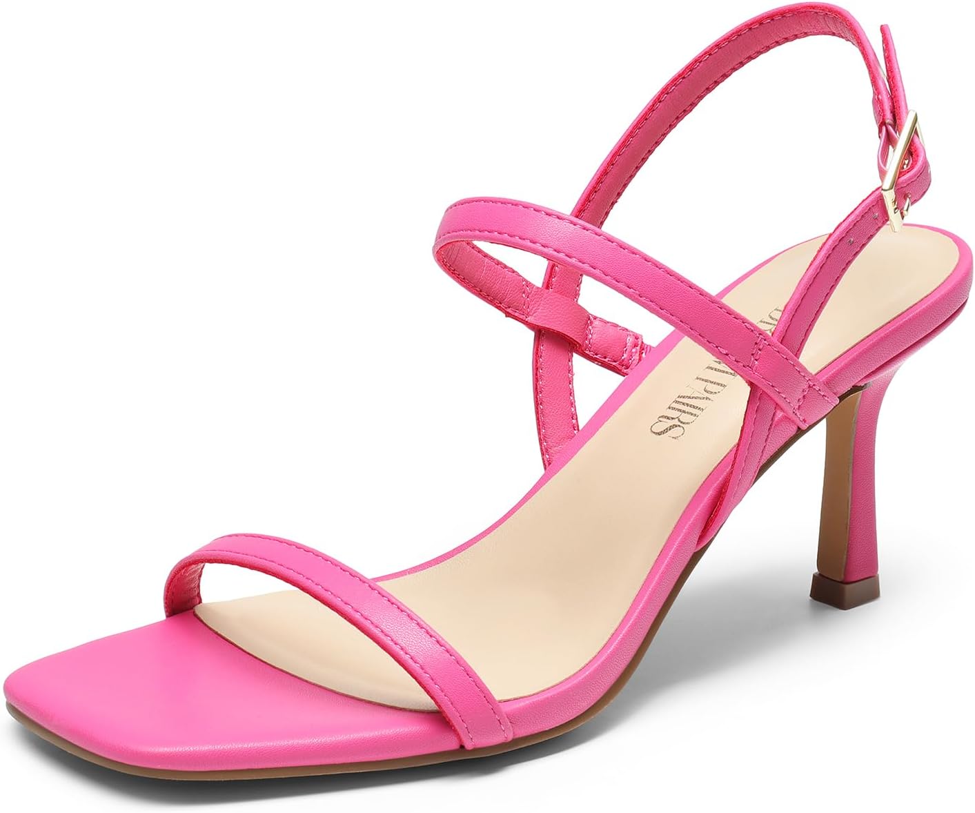 Womens Slingback Heels Square Open Toe Strappy Sandals Ankle Strap High Heeled Dressy Shoes