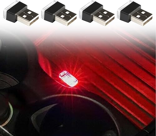 4 luces LED para interiores, mini luz LED USB, decoración de luces LED para interiores de automóvil, lámpara de ambiente interior de automóvil, luz