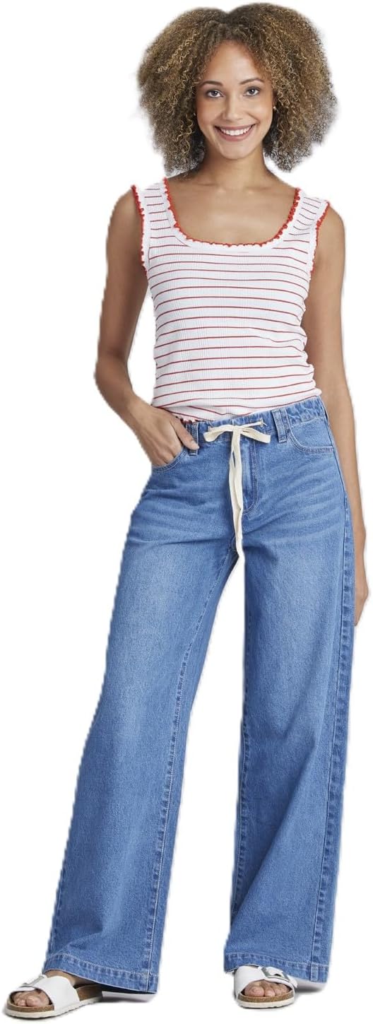 UNIONBAY Womens Wide Leg Drawcord Leg Jean