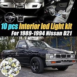 10Pc Super White 6000k Car Interior LED Light Bulb Kit Pack Compatible for 1989-1994 Nissan D21