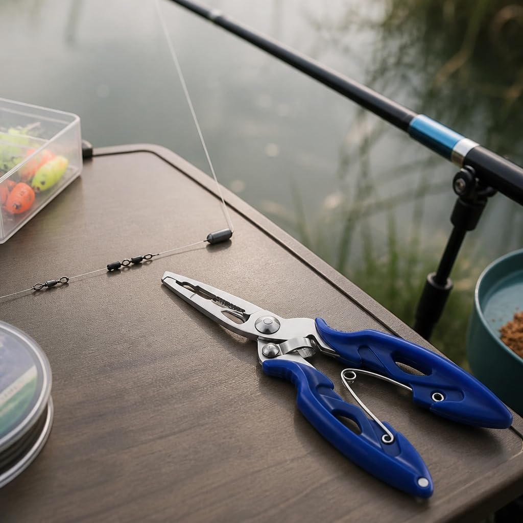Stainless Steel Fishing Pliers with 250Pcs Split Rings Set, Lure Tackle Connector Kit for Fishing