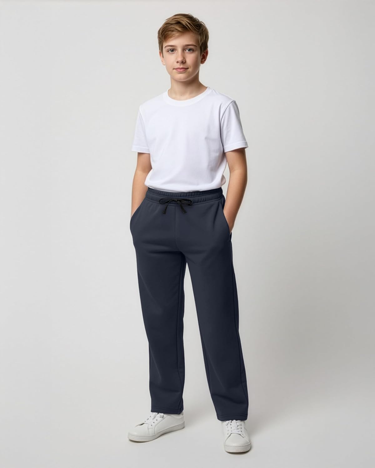 Real Essentials 3 Pack: Boys' Tech Fleece Open Bottom Sweatpants with Pockets (Size 6-24) - Image 4