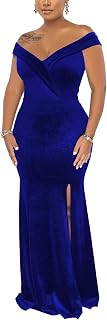 Women's Elegant Formal Mermaid Maxi Dress Off Shoulder Long Sleeve Wedding Split Evening Gown Prom Cocktail Party Dresses