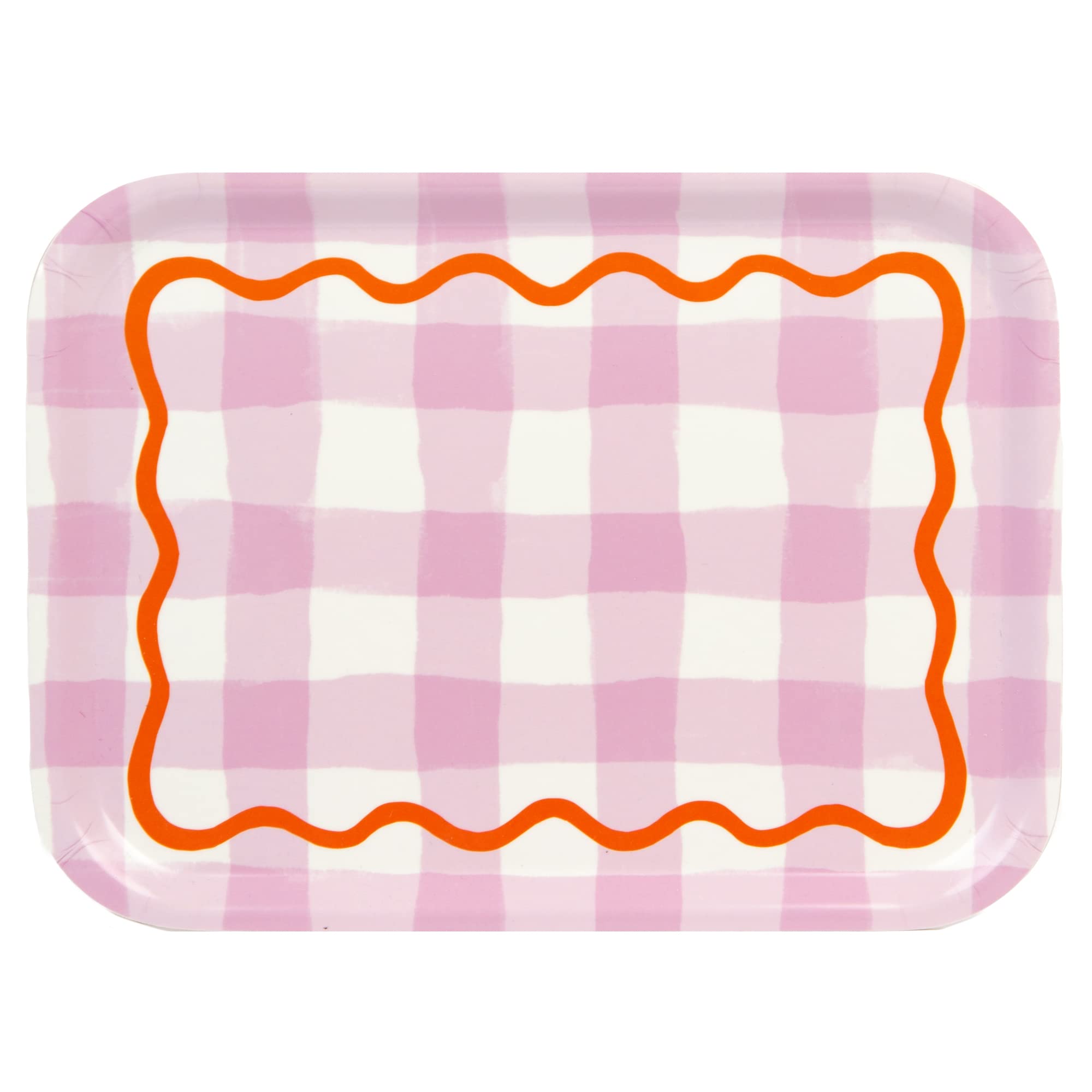 Talking Tables Lilac Rectangle Wooden Serving Tray In A Pretty Gingham Checked Design | For Afternoon Tea Coffee, Drinks L Food Sandwiches | Sustainable Birch Wood From Sweden | Dishwasher Safe | Size: W27cm X H20cm