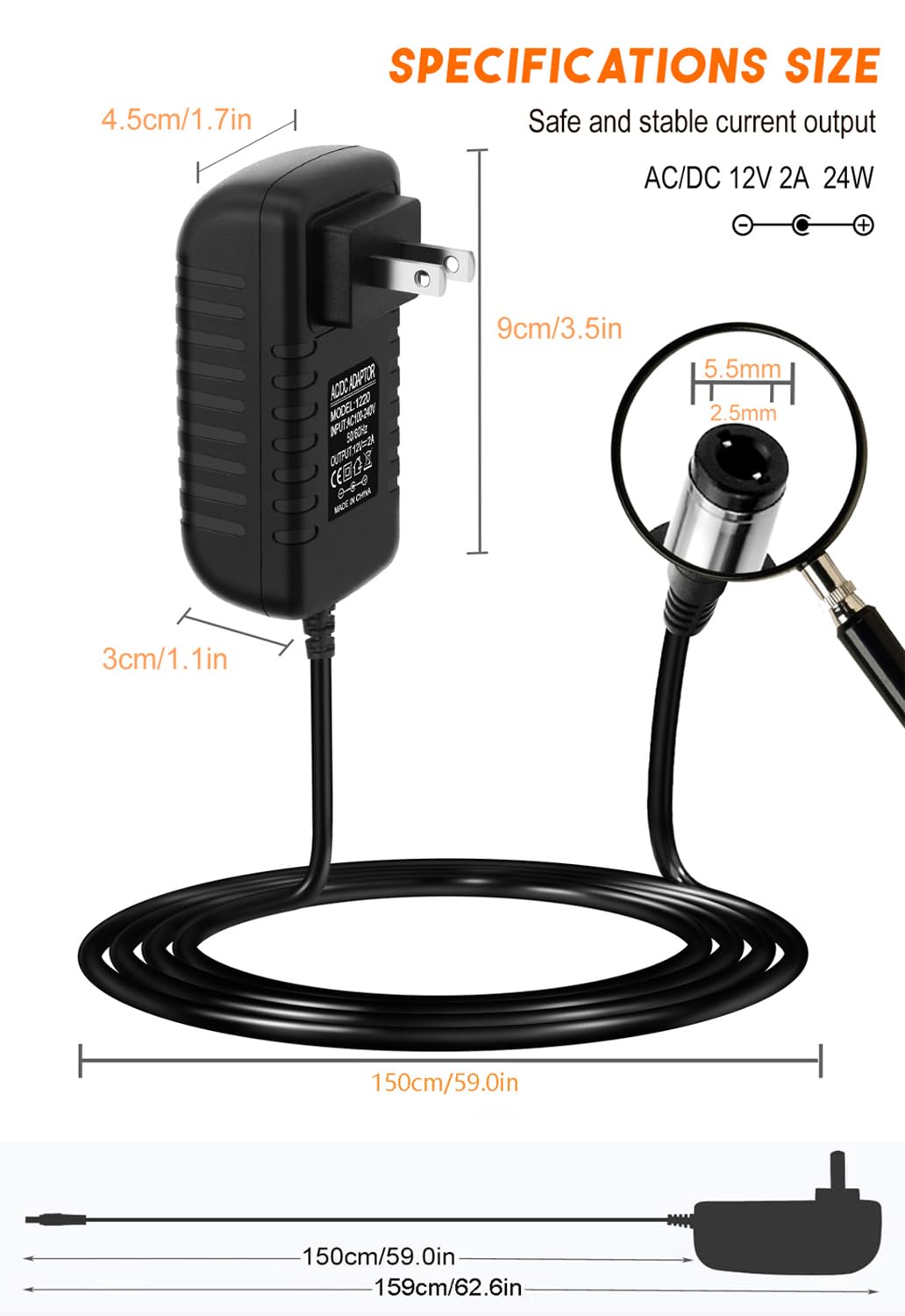 DC 12Volt 2A Power Supply Adapter 24W AC DC Wall Adapter 100-240V AC To DC 12V 2A 1.5A Power - View #13