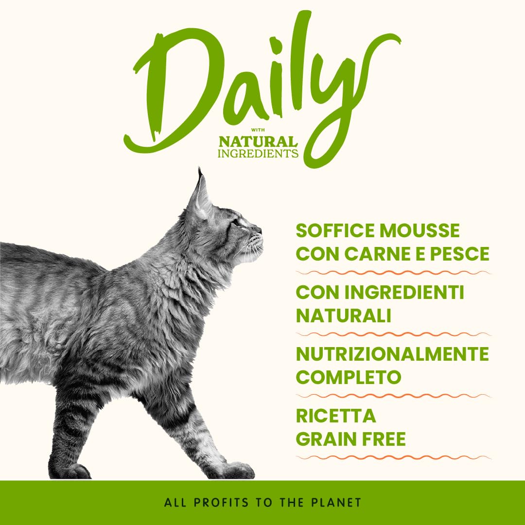 Almo Nature Daily - Nassfutter für Erwachsene Katzen - Mousse - Forelle - 85 g, Packung mit 24 (Packung mit 2)