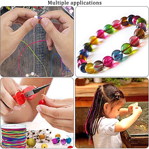Dreamtop 1mm 100 Meters Rainbow Elastic Cord Colorful Bead Stretch String Pony Bead String Rainbow Elastic Thread Beading Thread for Bracelets, Necklace, Jewelry Making and Crafts,109 Yard