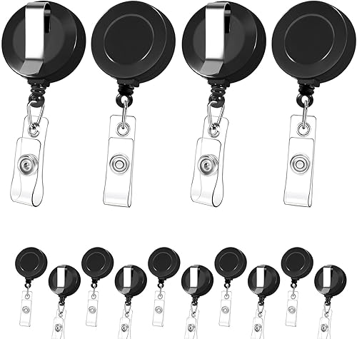 15 carretes de insignia con clip de metal para cinturón, carrete retráctil para colgar etiquetas de nombre, tarjetas de identificación, tarjetas de