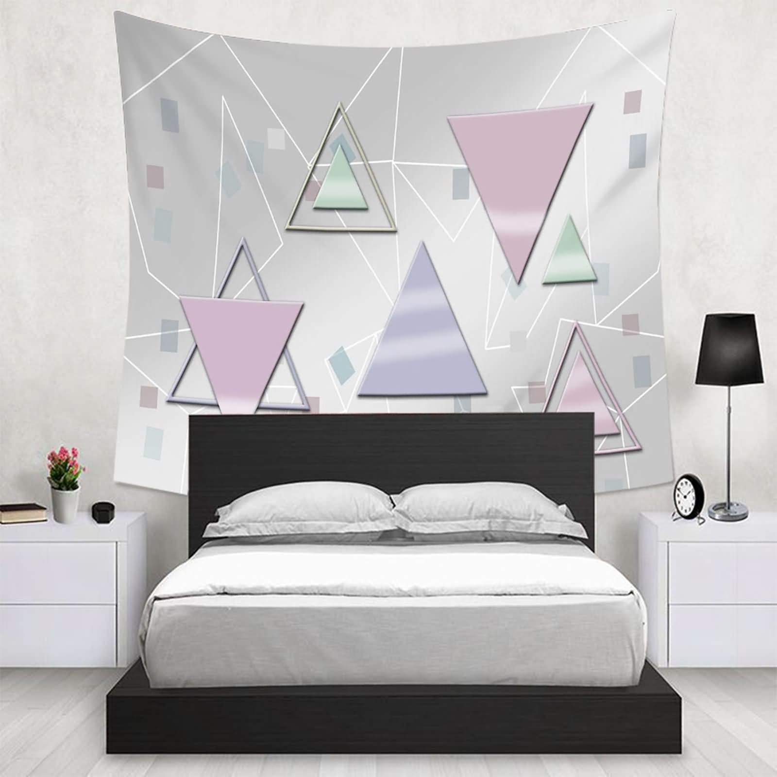 Bishilin Tapisserie makata na ścianę, wodoodporna, dywan ścienny do sypialni, trójkątny, kwadratowy, wzór 300 x 260 cm, dekoracja do sypialni, salonu