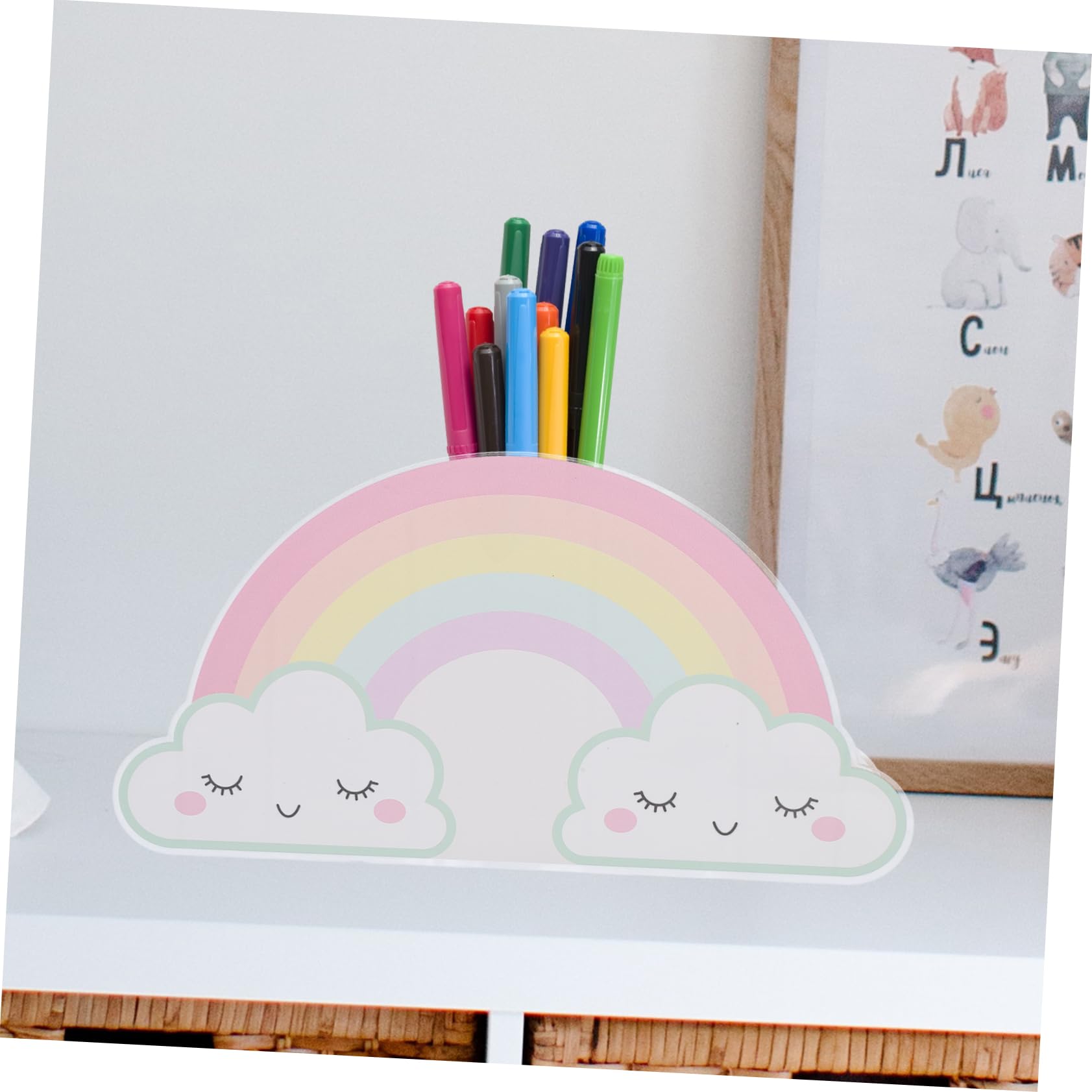2pezzi Portapenne Da Scrivania Organizer Forma Di Arcobaleno Per Forniture Ufficio Design Elegante e Sostenibile Organizer Compatto Per Scrivania Per Insegnanti e Studenti