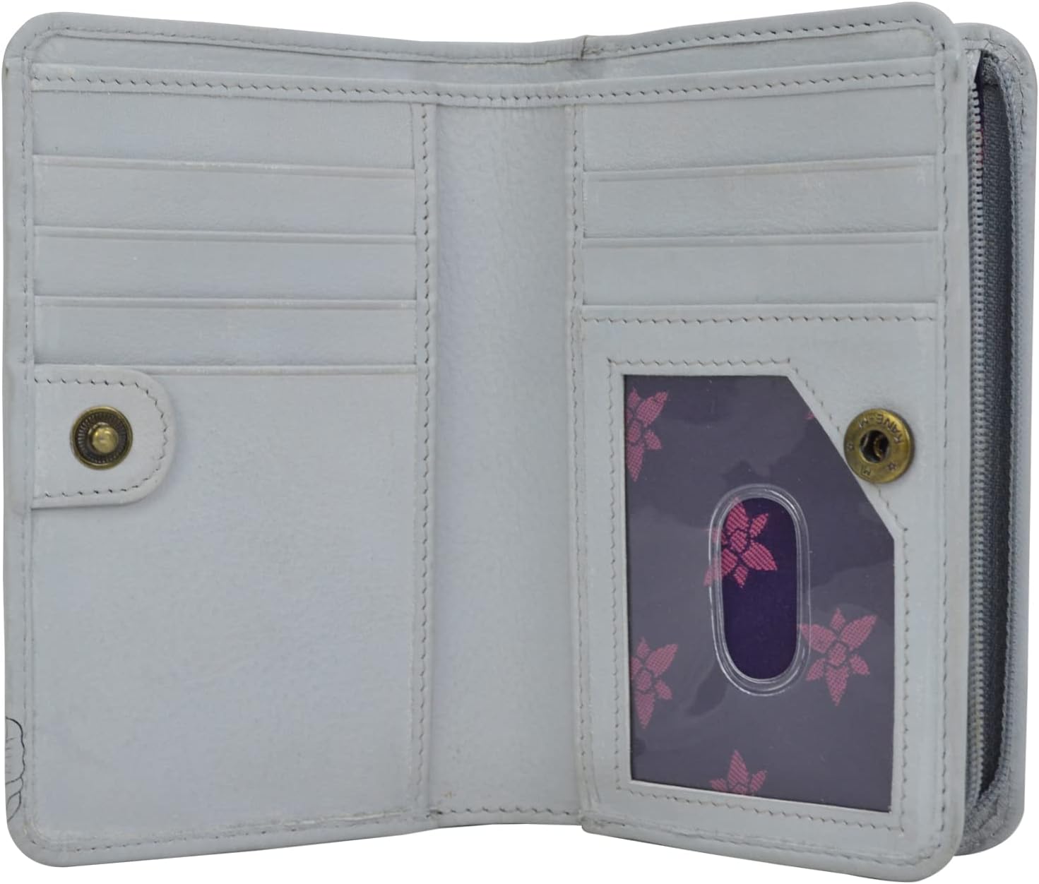Anuschka Women's Hand-Painted Genuine Leather Two Fold RFID Blocking Organizer Wallet - Floral Charm - Image 3